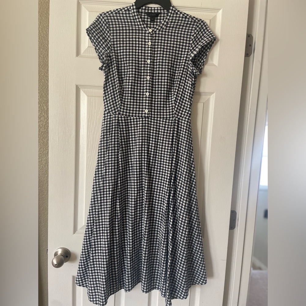 J Crew Gingham short sleeve shirt-dress mid
